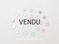 19世紀 アンティーク グラスストーン スクエア 5mm 22ピースのセット ラインストーン