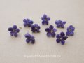 アンティーク 勿忘草の小さな布花 紫 9ピースのセット 約13mm
