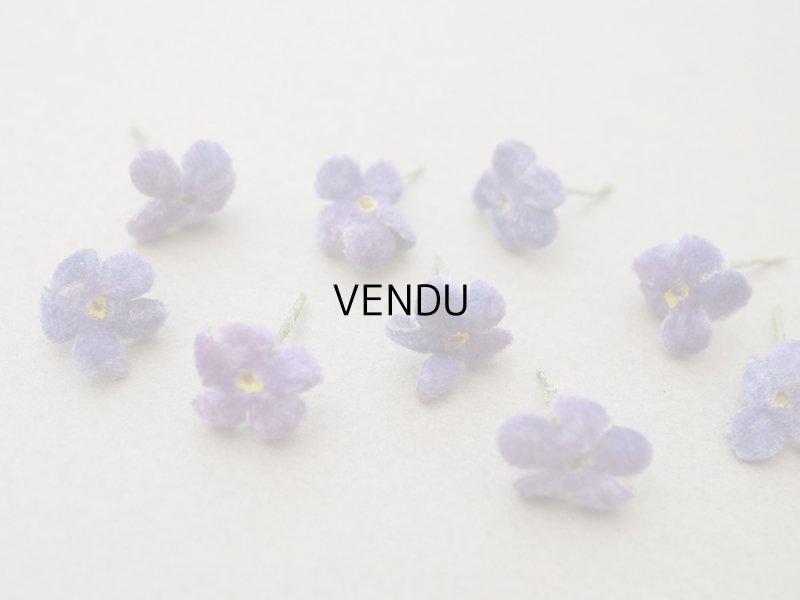 画像2: アンティーク 勿忘草の小さな布花 ラヴェンダー色 9ピースのセット 約13mm