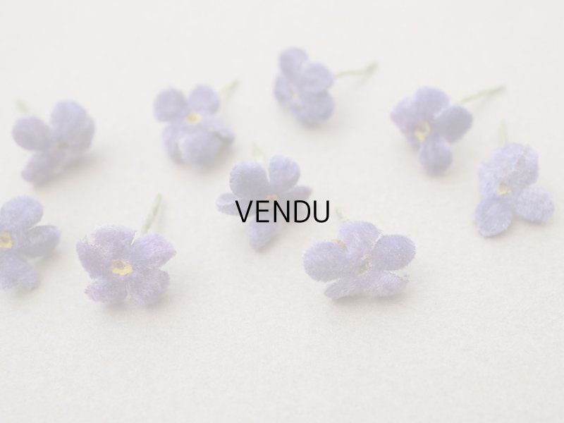 画像3: アンティーク 勿忘草の小さな布花 ラヴェンダー色 9ピースのセット 約13mm