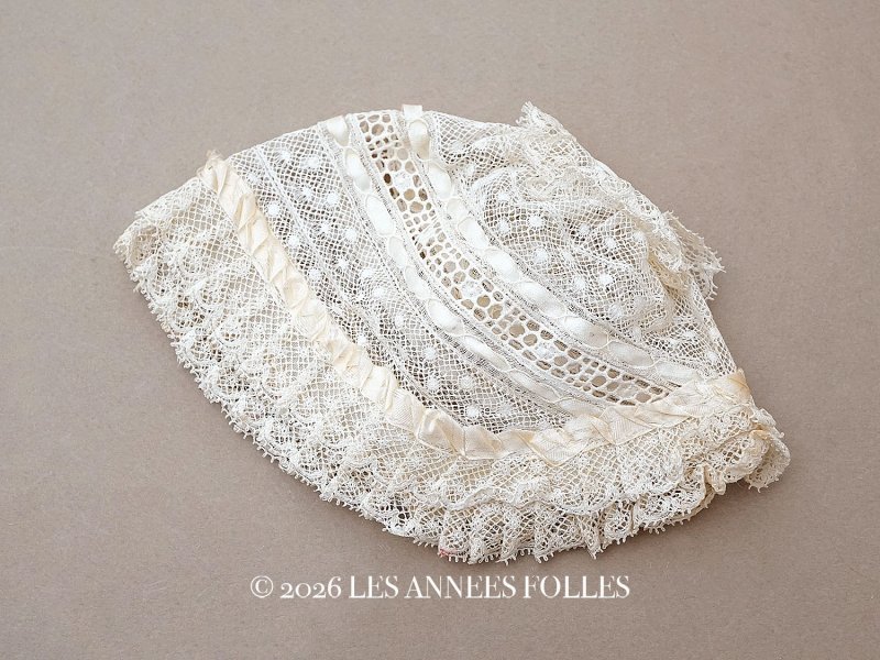 画像1: ＊蚤の市＊アンティーク ベビーボネ レース＆シルクリボン