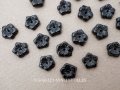 アンティーク ガラス製 ビーズ 花型 黒 8mm 約20ピースのセット