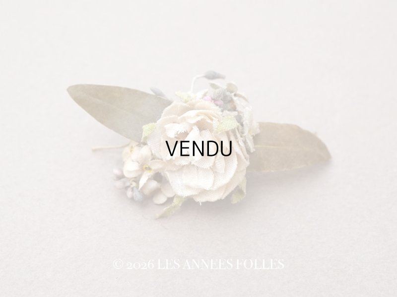 画像1: アンティーク 小さな布花 薔薇＆勿忘草 ドール用