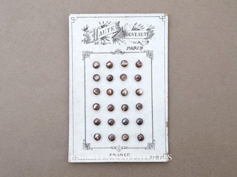 画像1: アンティーク マザーオブパール製 極小 ボタン 5mm 24ピース シェルボタン ブラウン