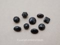 アンティーク フレンチジェットのボタン 8.5〜11mm 9ピースのセット黒 ガラスボタン