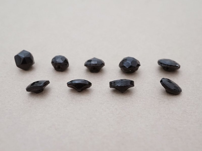 画像4: アンティーク フレンチジェットのボタン 8.5〜11mm 9ピースのセット黒 ガラスボタン