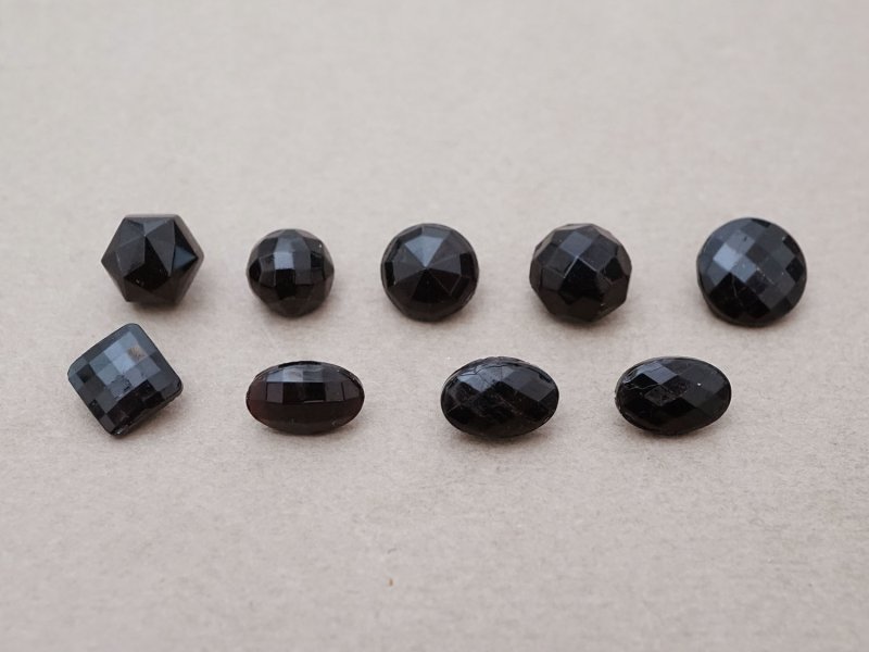 画像3: アンティーク フレンチジェットのボタン 8.5〜11mm 9ピースのセット黒 ガラスボタン