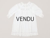 ＊蚤の市＊1900年頃 アンティーク ベビー用 ドレスドット刺繍のコットンファブリック 