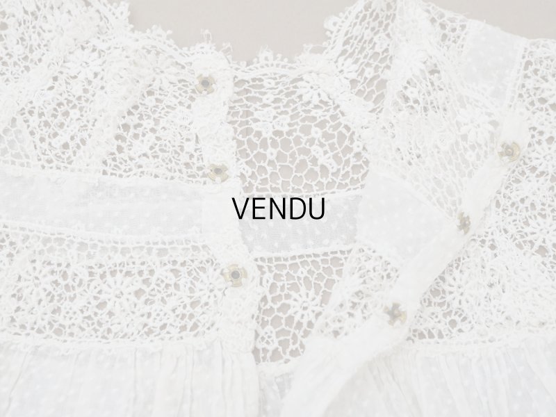 画像6: ＊蚤の市＊1900年頃 アンティーク ベビー用 ドレスドット刺繍のコットンファブリック 