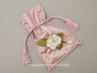 アンティーク ロココモチーフ付 シルク製 お菓子袋 オモニエール オールドローズ 