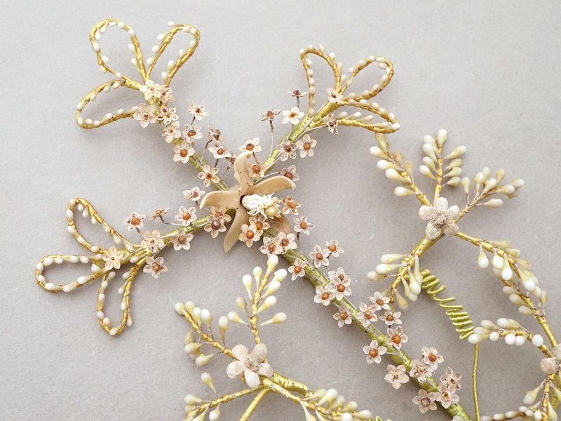 画像3: ＊蚤の市＊19世紀末 アンティーク クロス型 ワックスフラワーのブーケ 結婚式 ウェディング