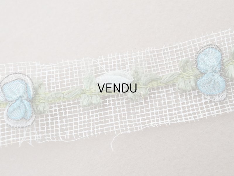 画像5: アンティーク シルク製 薔薇のロココトリム パウダーブルー＆サックスブルー ロココリボン 