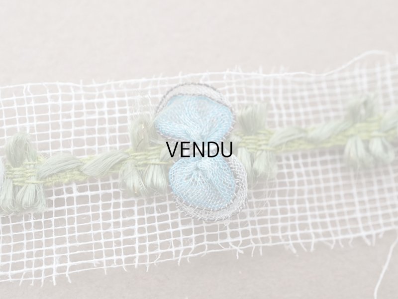 画像3: アンティーク シルク製 薔薇のロココトリム パウダーブルー＆サックスブルー ロココリボン 