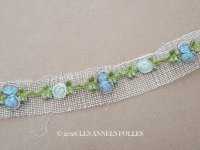 アンティーク シルク製 薔薇のロココトリム パウダーブルー＆サックスブルー ロココリボン 