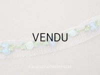 アンティーク シルク製 薔薇のロココトリム パウダーブルー＆サックスブルー ロココリボン 