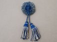 画像5: 19世紀末 アンティーク 小さなタッセル ネイビーブルー＆エクリュ ポンポン パスマントリー  (5)