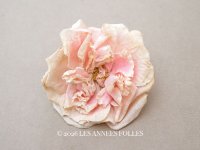 1900年頃 アンティーク薔薇の布花 パウダーピンク クウォーターロゼット咲き