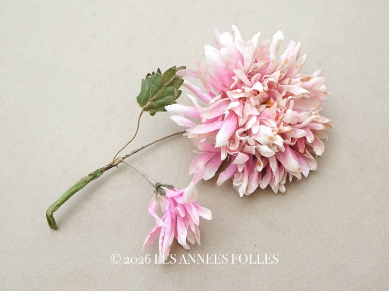 画像1:  アンティーク 布花 西洋菊 クリザンテーム ピンク