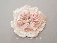 1900年頃 アンティーク薔薇の大きな布花 パウダーピンク クウォーターロゼット咲き