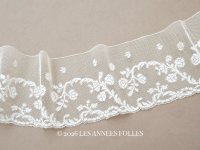 19世紀 アンティーク 手編みの ヴァランシエンヌレース 花模様 幅10.6cm