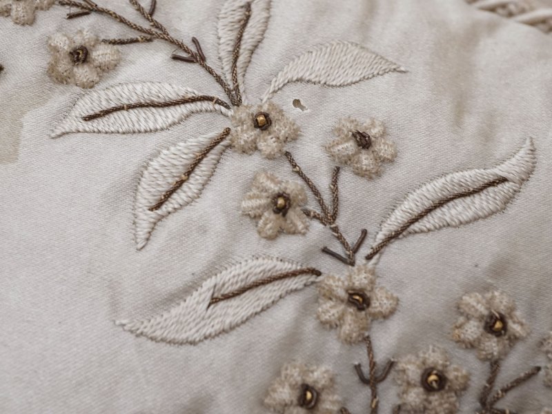 画像10: 19世紀 アンティーク シルク製 ポシェット リボン＆花のリース【CH】ハンキーケース 