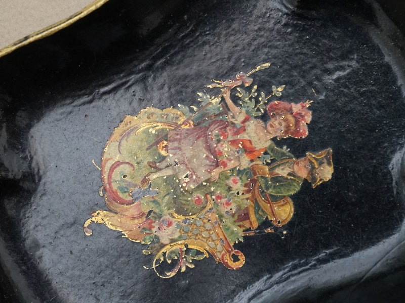 画像4: ＊蚤の市セット＊アンティーク 19世紀 星柄 トレイ 3点セット パピエマシェ