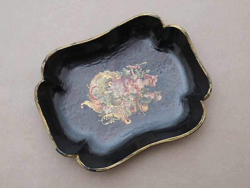 画像5: ＊蚤の市セット＊アンティーク 19世紀 星柄 トレイ 3点セット パピエマシェ