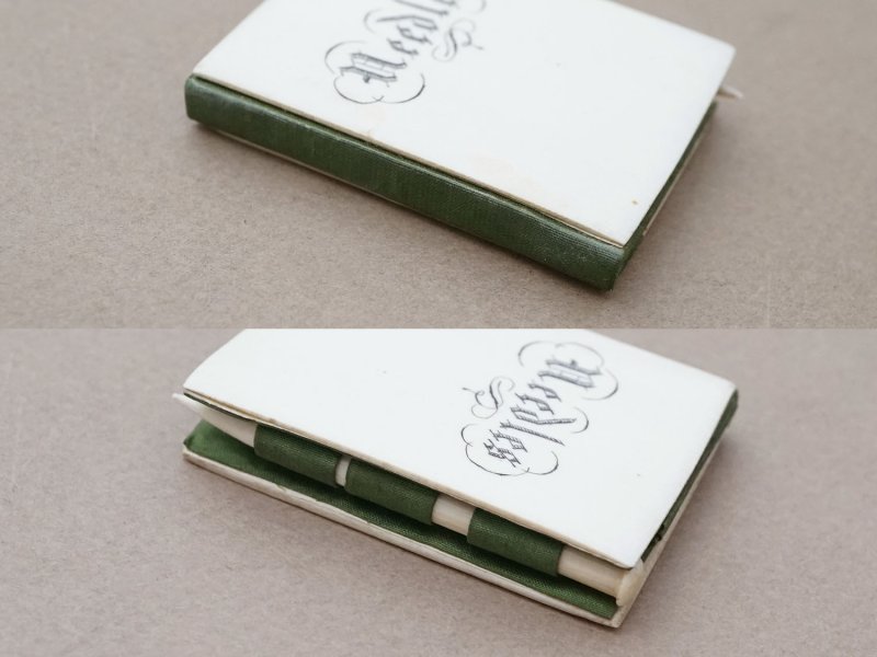 画像5: 19世紀 アンティーク ドール用 ニードルケース ボーン製 グリーンのベルベット ドールハウス NEEDLES