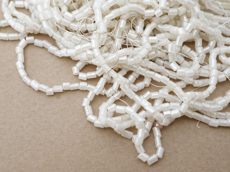 画像4: アンティーク ガラスビーズ  ホワイトラスター シードビーズ 71〜74g