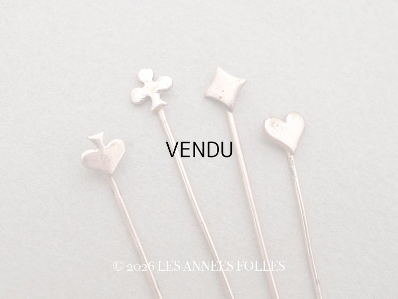 画像1: 1900年頃 アンティーク トランプ柄 エパングル 4ピースのセット