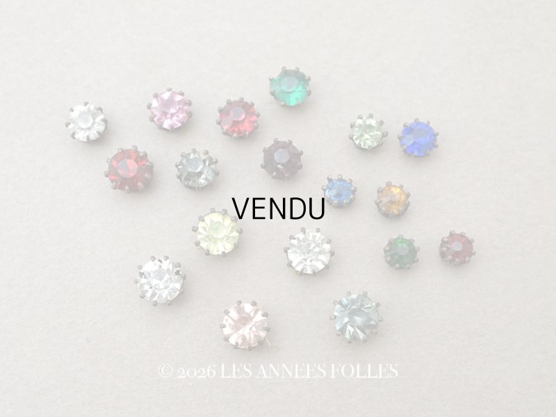 画像1: 19世紀末 アンティーク グラスストーン 18ピースのセット ラインストーン