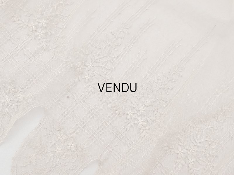 画像5: ＊蚤の市＊アンティーク  花模様の刺繍入り チュールレース 胡桃色　