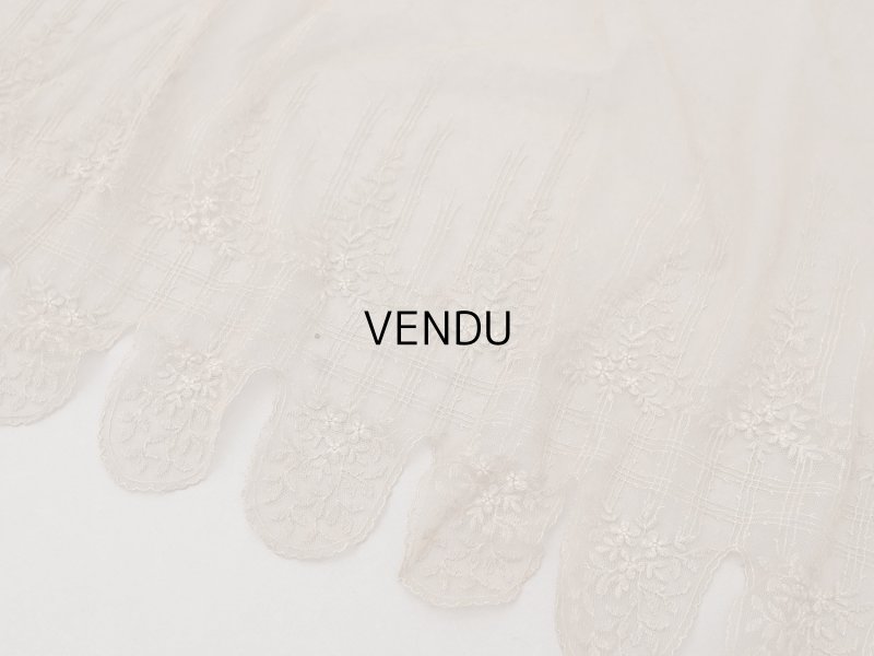 画像4: ＊蚤の市＊アンティーク  花模様の刺繍入り チュールレース 胡桃色　