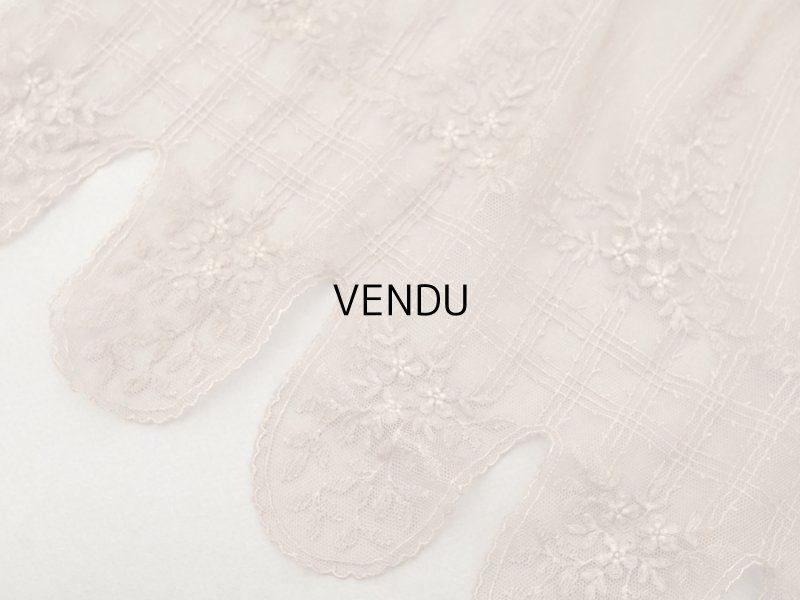 画像3: ＊蚤の市＊アンティーク  花模様の刺繍入り チュールレース 胡桃色　