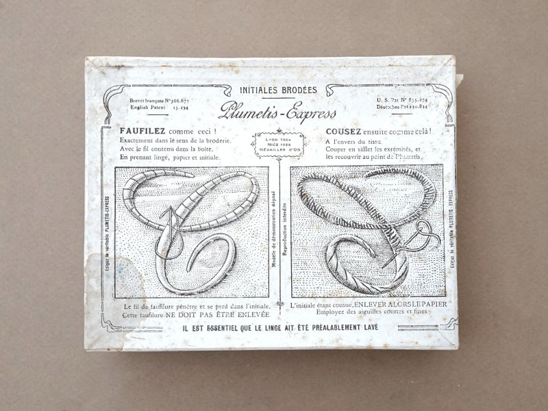 画像2: 1900年頃 アンティーク 箱入り イニシャルシート モノグラム 2シート【F】-N°5- INITIALES BRODEES PLUMETIS-EXPRESS