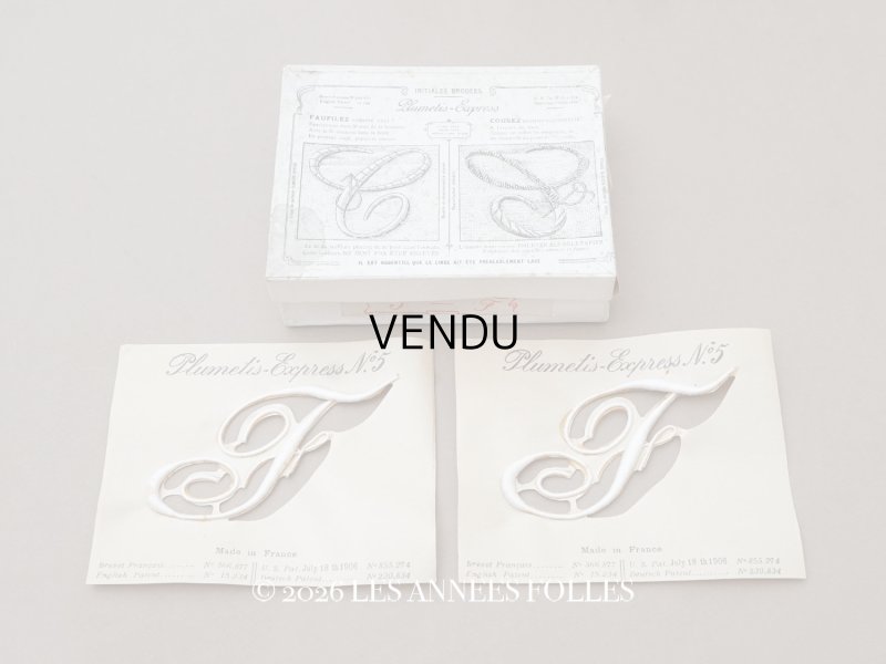 画像1: 1900年頃 アンティーク 箱入り イニシャルシート モノグラム 2シート【F】-N°5- INITIALES BRODEES PLUMETIS-EXPRESS