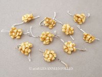 アンティーク シルク製 ロココモチーフ ワイヤー付 10点セット キャメルイエロー