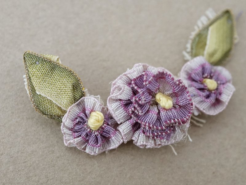 画像3: アンティーク シルク製 小さなロココモチーフ 紫色