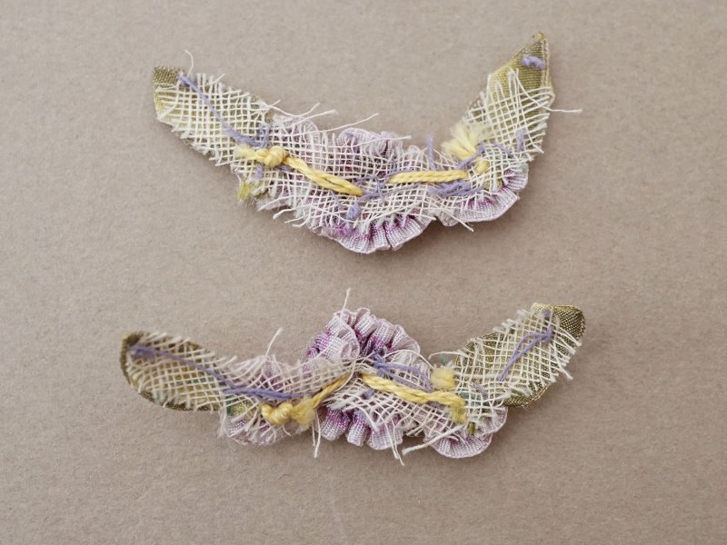 画像7: アンティーク シルク製 小さなロココモチーフ 紫色