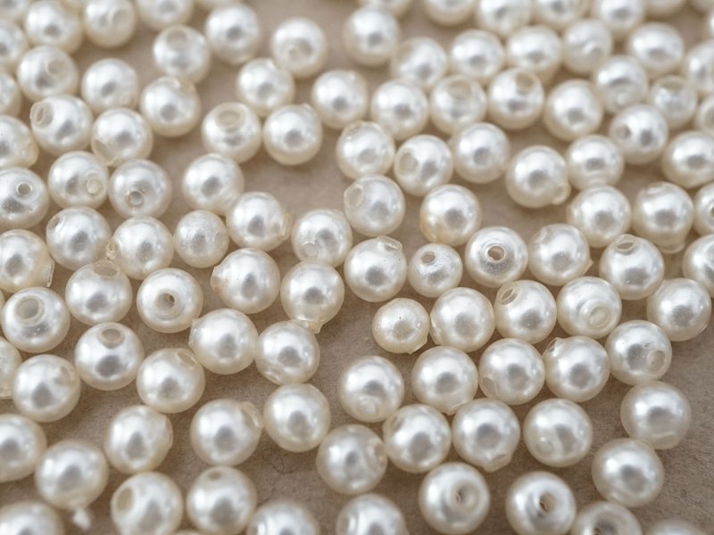 画像3: 1920年頃 アンティーク スフレビーズ フェイクパール 4.5mm 約230ピース 吹きガラス製 ビーズ