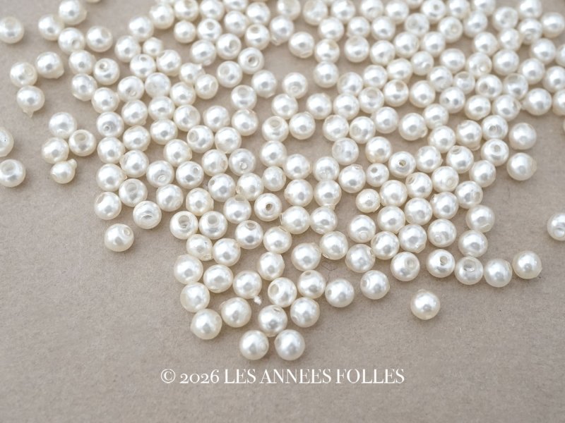 画像1: 1920年頃 アンティーク スフレビーズ フェイクパール 4.5mm 約230ピース 吹きガラス製 ビーズ