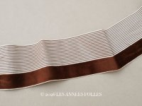 1900年頃 アンティーク シルク製 リボン ストライプ ブラウンのベルベット  2.4m