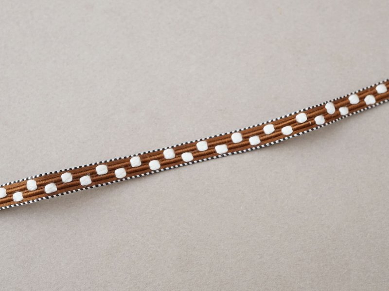 画像4: アンティーク トリム ドット刺繍  ホワイト＆ブラウン&黒  8mm幅 1.65m 