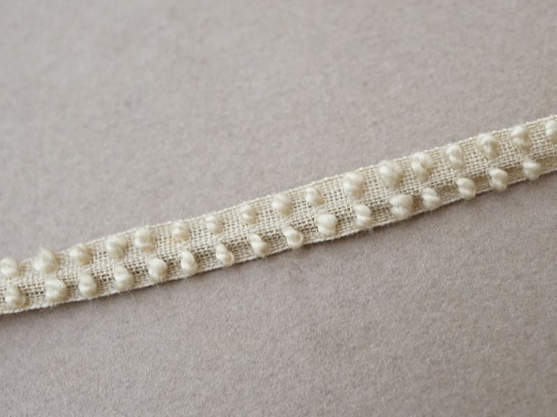 画像3: アンティーク  ドットのリネントリム カーキベージュ 5mm幅 