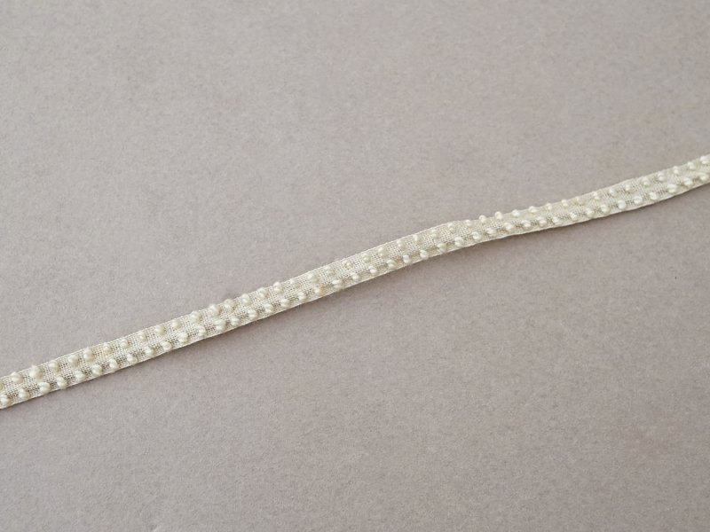 画像2: アンティーク  ドットのリネントリム カーキベージュ 5mm幅 