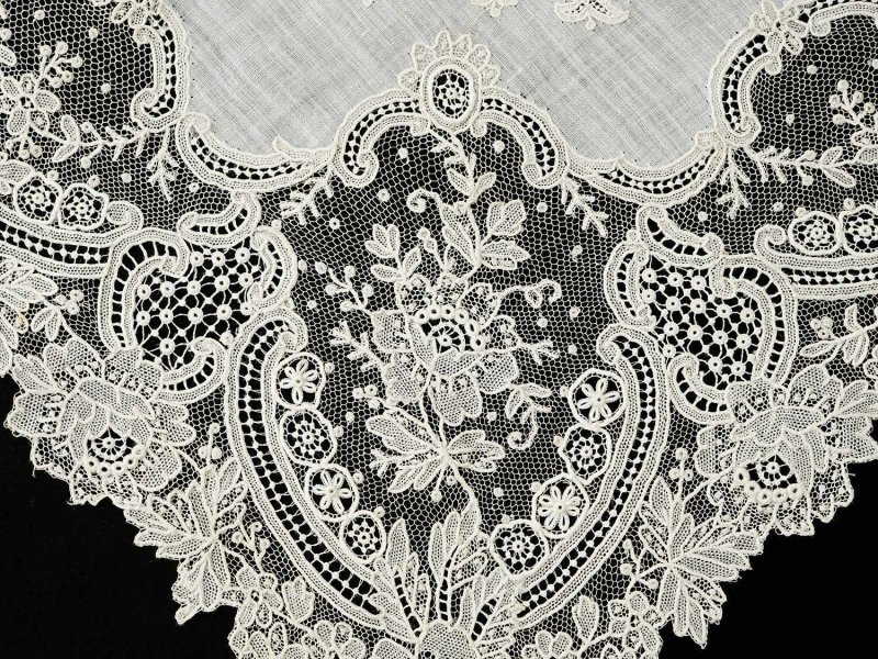 画像4: アンティーク ポワンドガーズ  結婚式のハンカチ 【JM】イニシャル刺繍入り【ポワン・ド・ガーズ】 