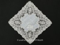 アンティーク ポワンドガーズ  結婚式のハンカチ 【JM】イニシャル刺繍入り【ポワン・ド・ガーズ】 