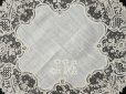 画像7: アンティーク ポワンドガーズ  結婚式のハンカチ 【JM】イニシャル刺繍入り【ポワン・ド・ガーズ】  (7)