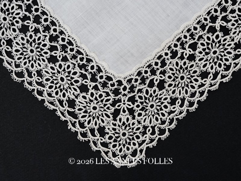 画像1: アンティーク タティングレースのハンカチ 