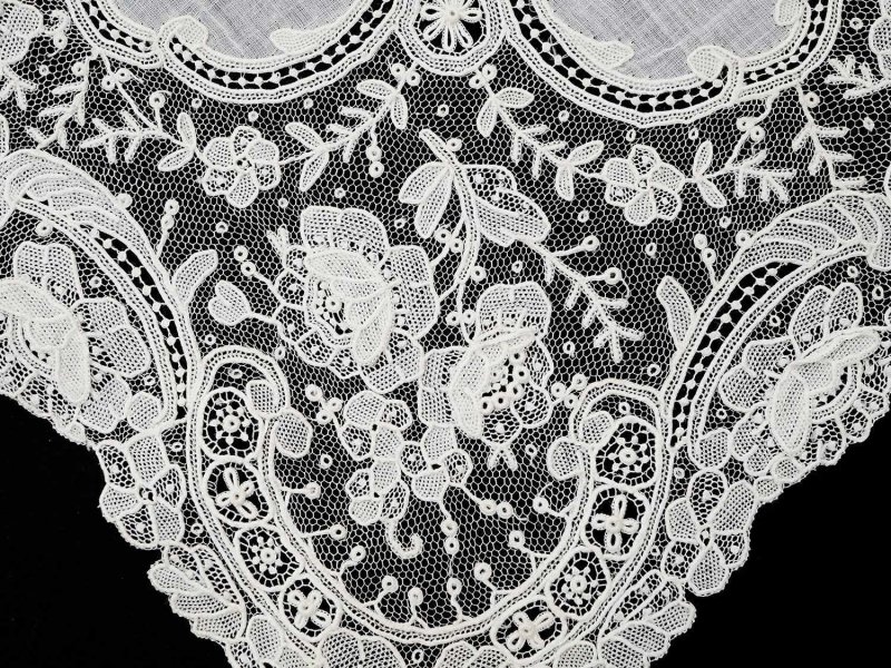 画像7: アンティーク ポワンドローズ  結婚式のハンカチ 【MV】イニシャル刺繍入り 【ポワン・ド・ローズ】　【ポワン・ド・ガーズ】 